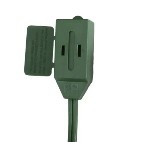 Northlight 15' Green Indoor Extension Power Cord with 3-Outlets and Safety Lock image {1}