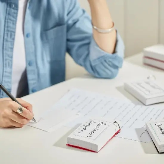 Staples Ruled Index Cards on a Ring Blue Poly Cover 3" x 5" TR21580 image {4}