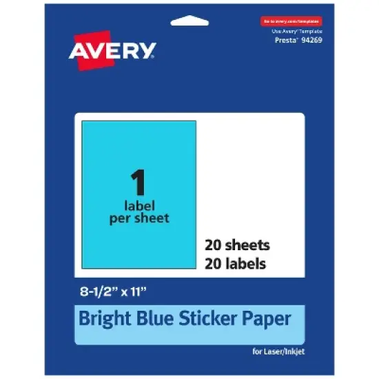 Avery Bright Blue Sticker Paper, 8.5" x 11" Rectangle image {10}