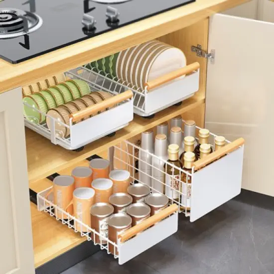 Carbon Steel Pull-Out Cabinet Under-Sink Rack Multi-Function Kitchen Rack Under The Sink Seasoning Dish Rack Home image {5}