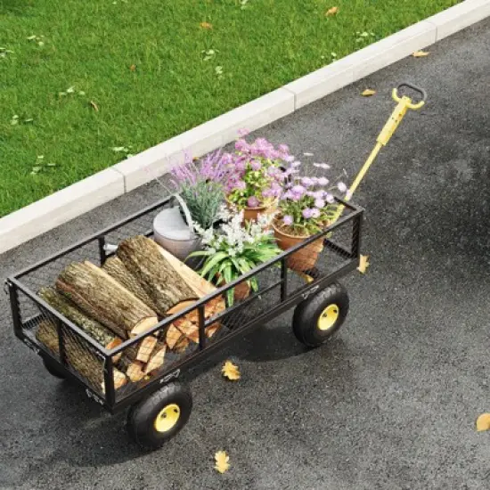 Garden Cart Steel Heavy Duty 900 LBS Yard and Garden Wagon with 10 inch Tire and Handle Attach to ATV or Tractor for Lawn Camping Farm Yard image {3}