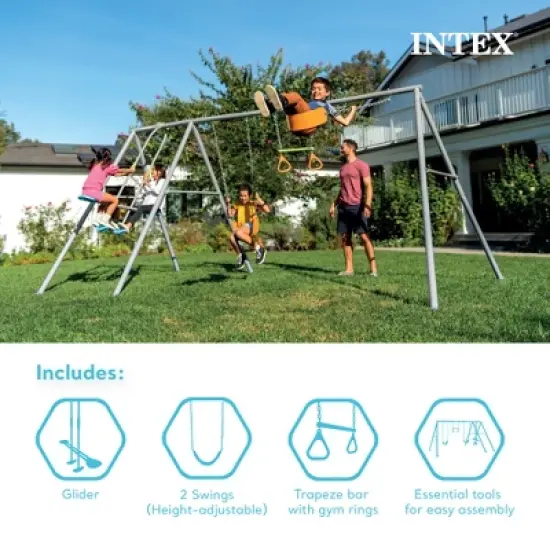 Intex 4 Activity Feature Colored Playground Swing with Trapeze Bar image {1}