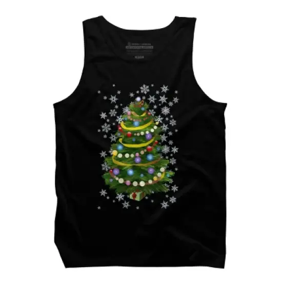 Men's Design By Humans Christmas Tree and Snowflakes By IvaW Tank Top image {4}