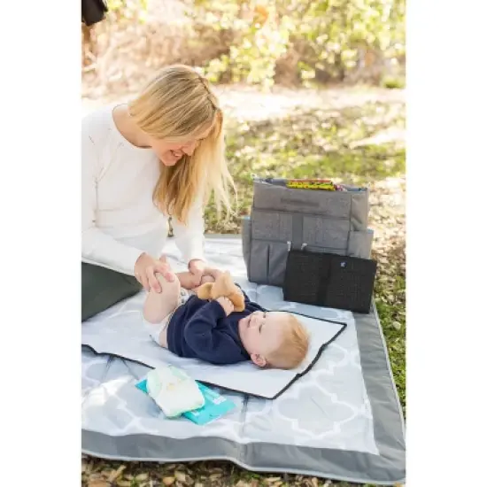 J.L. Childress Full Body Changing Pad Black Crosshatch image {5}