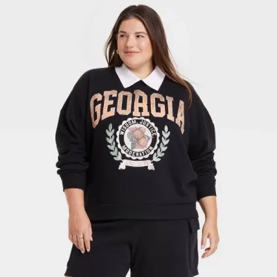 Women's Georgia Collar Graphic Sweatshirt - Black image {4}