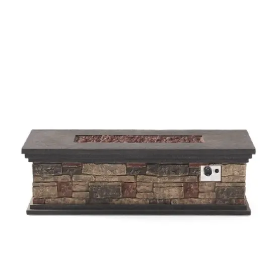 Chesney Outdoor 50000 BTU Light Weight Concrete Rectangular Fire Pit Stone - Christopher Knight Home image {6}