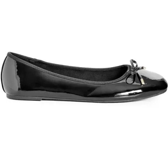Women's WIDE FIT Patent Ballet Flat - black | EVANS image {7}