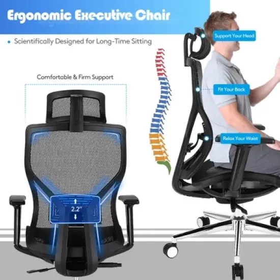 Costway Ergonomic Office Chair High-Back Mesh Chair w/Adjustable Lumbar Support image {5}