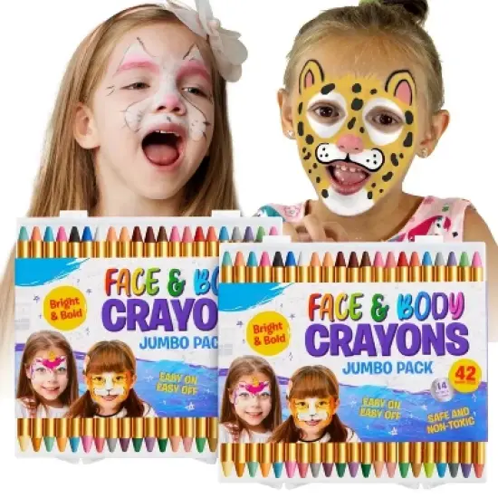 Joyfy Halloween Party Favors 42 PCS Non-toxic Face Body Paint Crayons Kit for Kids Toddlers With 14 Metallic Colors Birthday Makeup & Festivals Gifts image {7}