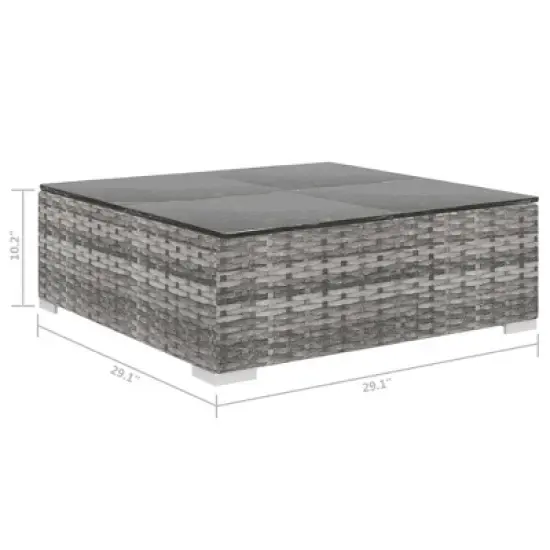 vidaXL 13 Piece Outdoor Lounge Set, Poly Rattan Patio Furniture with Cushion, Weather-Resistant and Sturdy, Modular Design, Gray image {12}