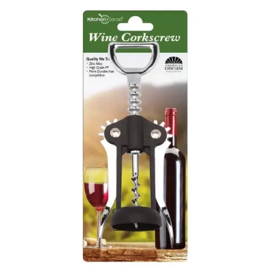 J&V TEXTILES Wing Corkscrew Wine Opener Black image {2}