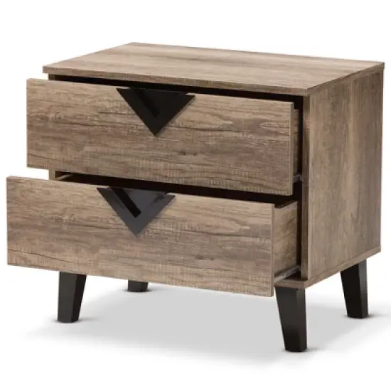 Swanson Modern and Contemporary Wood 2 - Drawer Nightstand - Light Brown - Baxton Studio image {1}