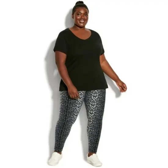 Women's Plus Size Vibin' Print Legging  - Black Leopard | AVENUE image {3}