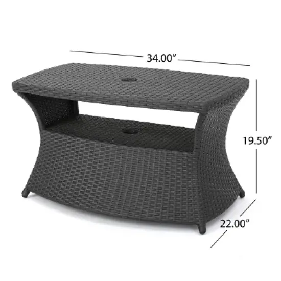 GDFStudio Prazen Outdoor Wicker Side Table with Umbrella Hole image {2}