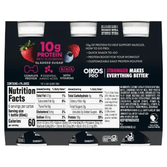 Oikos Pro Mixed Berry Cultured Dairy Drink - 3.1 fl oz/6ct image {11}