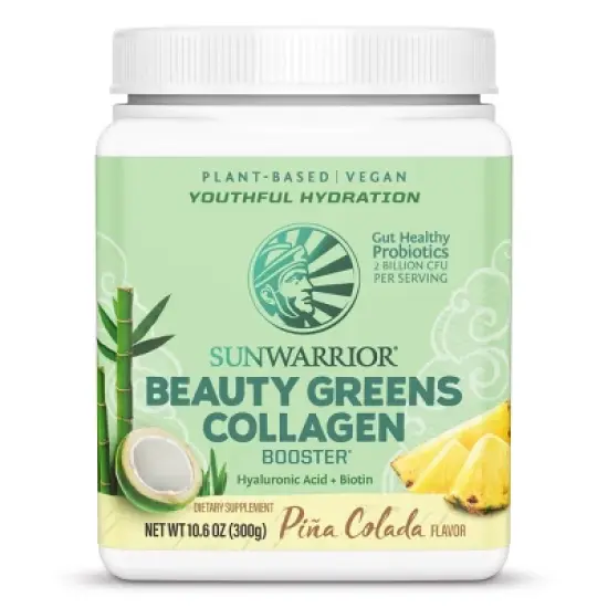 Sunwarrior Beauty Greens Powder, Plant-Based Hyaluronic Acid + Biotin Booster Powder, Unflavored or Pi&ntilde;a Colada, 300gm image {7}