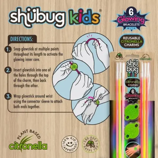 Shubug 6pk Kids Citronella Glow Bracelets image {2}