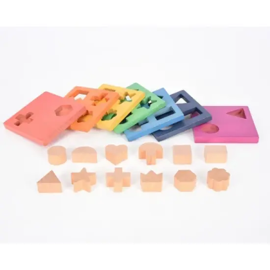 TickiT&reg; Rainbow Wooden Shape Stacker image {1}