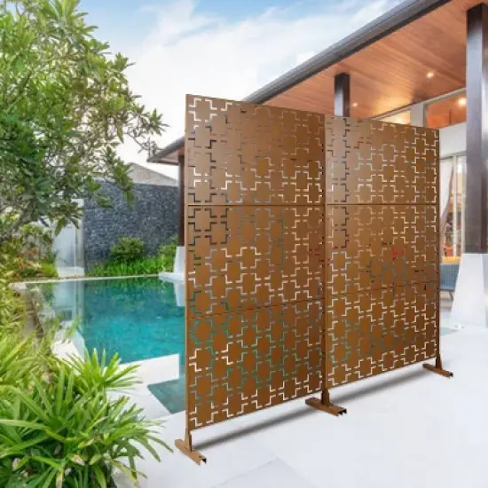 CAVINAS Patio Decorative Screen Metal Fence Privacy Screen with Square Pattern for Outside and Garden, 76" H&times;48" W image {6}