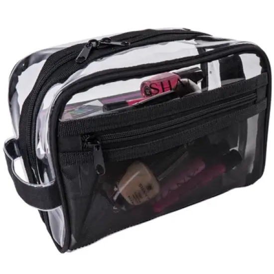 SHANY Clear Toiletry Makeup Bag - Black Mesh image {1}