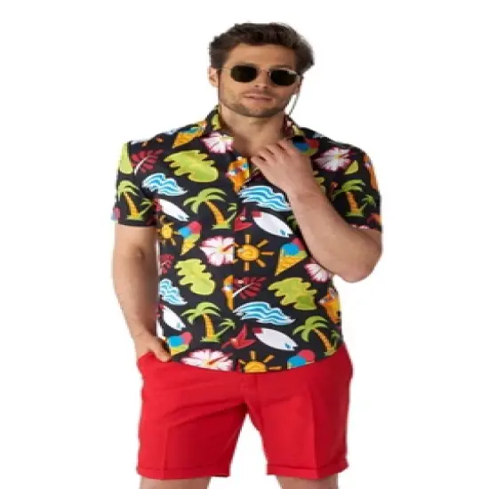 OppoSuits Men's Shirt - Short Sleeve Shirt Tropical Thunder - Black image {2}