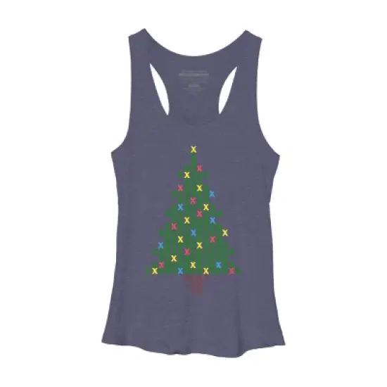 Women's Design By Humans Christmas Tree Cross Stitch By BettySue Racerback Tank Top image {4}