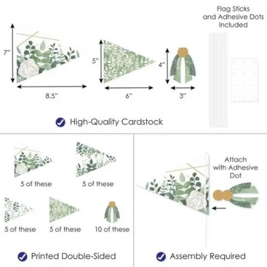 Big Dot of Happiness Boho Botanical - Triangle Greenery Party Photo Props - Pennant Flag Centerpieces - Set of 20 image {2}