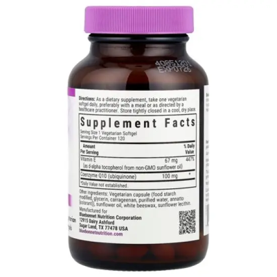 Bluebonnet Nutrition CoQ10, 120 Vegetarian Softgels image {1}