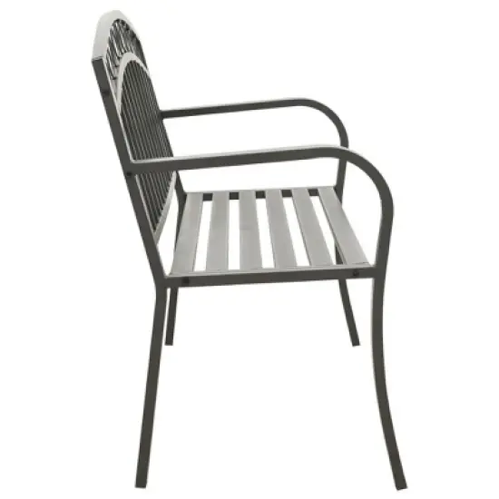 vidaXL Patio Bench 49.2" - Industrial Gray Powder-Coated Steel - Comfortable and Durable Outdoor Furniture with Weather Resistance and Armrests image {2}