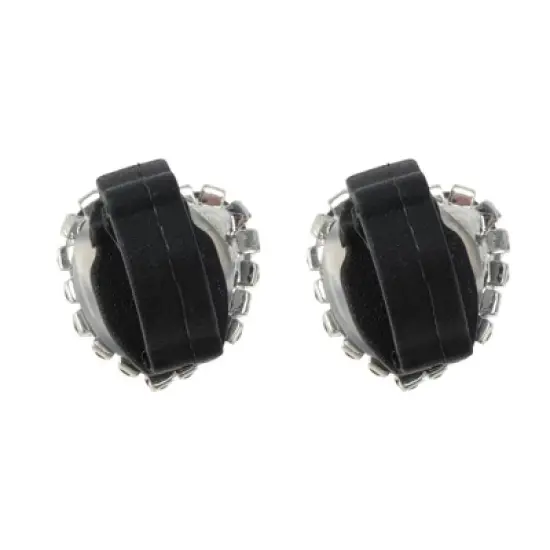 Unique Bargains Hearts Gemstone Shoelace Charms Silver Tone 1 Pair image {3}