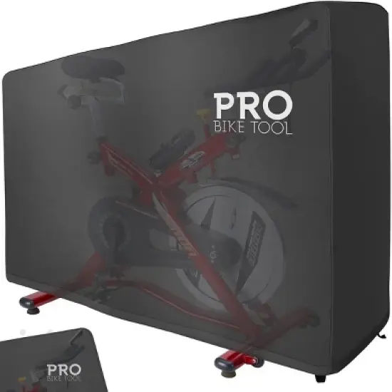 PRO BIKE TOOL 2" x 2" Exercise Spin Bike Cover Protective Rain Sun UV Dust Wind Snow Proof for Fitness Stationary Bikes, Black image {2}