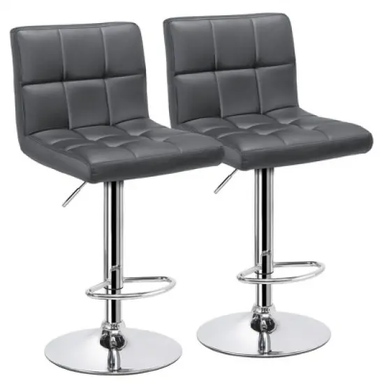 Yaheetech 2pcs Adjustable PU Leather Swivel Stool Armless Chairs with Bigger Base image {9}