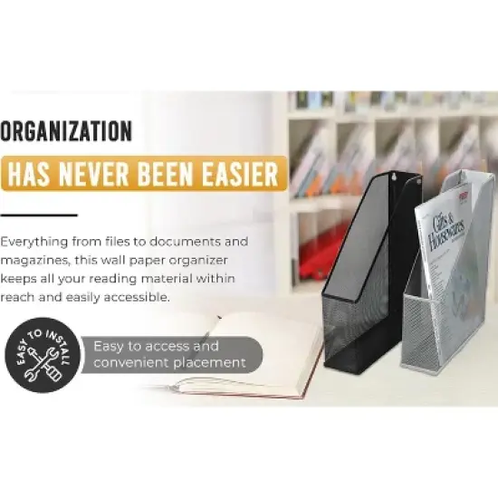 Ybm Home Mesh Steel Wall mount and/or Freestanding Document Sorter image {2}