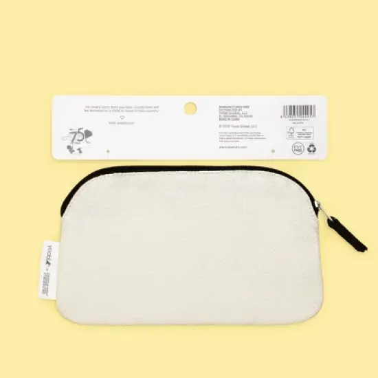 Yoobi Peanuts Pencil Pouch with Snoopy Pin Black Chevron Single Zip image {4}