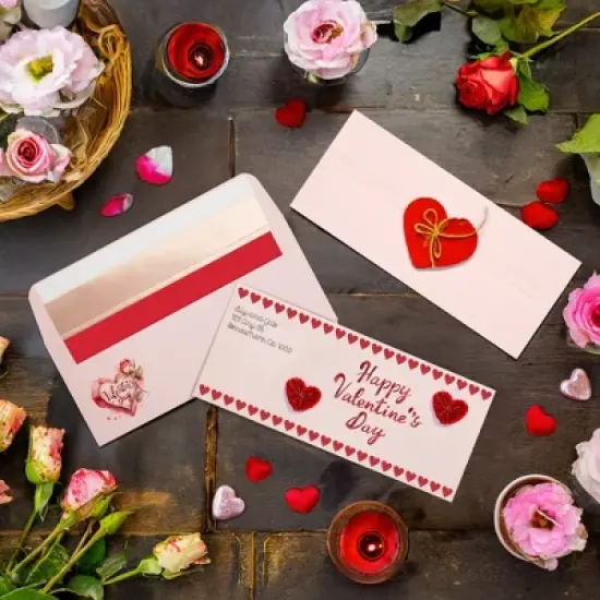 Best Paper Greetings 50-Pack #10 Blush Pink Envelopes with Metallic Rose Gold Foil Lining for Invitations, Mailing Business Letters, 4-1/8x9-1/2 in image {1}