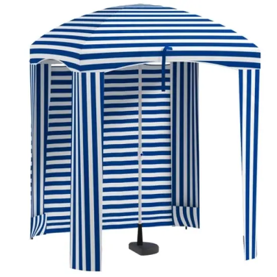 Outsunny 5.9' x 5.9' Cabana Umbrella, Outdoor Beach Umbrella with Windows, Sandbags, Carry Bag image {6}
