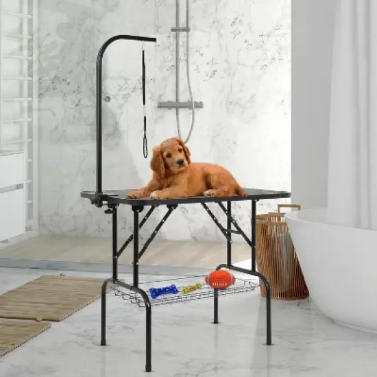 BestMassage 32/36 Inch Pet Grooming Table Foldable Pet Bathing Station, Black image {1}