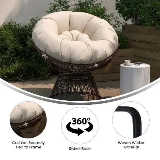 Flash Furniture Bowie Comfort Series Swivel Patio Chair with Cushion image {5}