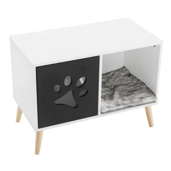 Sam's Pets Convertible 22" Cat Tree End Table In Black And White image {6}