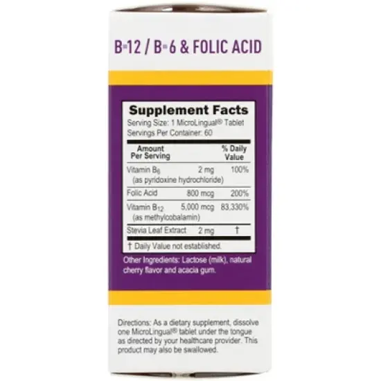 Superior Source B-12 Methylcobalamin with B-6 & Folic Acid 5,000mcg 60 Tablets image {1}