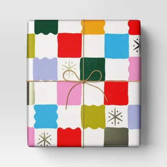 30&rdquo; 25 sq ft Christmas Roll Wrap Multi-Colored Check - Wondershop&trade; image {1}