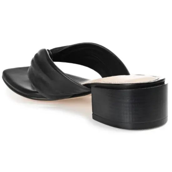 Journee Signature Womens Genuine Leather Francine Slip On Stacked Heel Sandals image {6}