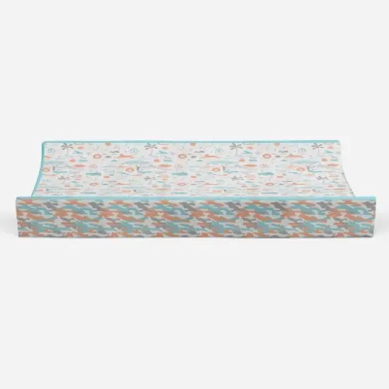 Bacati - Jungle Safari Aqua/Orange Muslin Quilted Changing Pad Cover image {4}
