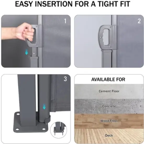 Gulches 118.1"*62.99" Retractable Side Screen Awning, UV Resistant, Waterproof, Patio Privacy Screen for Garden, Balcony, Courtyard(Dark Gray) image {4}