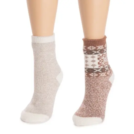 MUK LUKS Women's 2 Pair Pack Heat Retainer Crew Socks image {6}