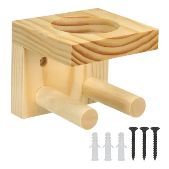 Unique Bargains Wall Mount Sturdy Wood Durable Storage Baseball Bat Holder image {4}