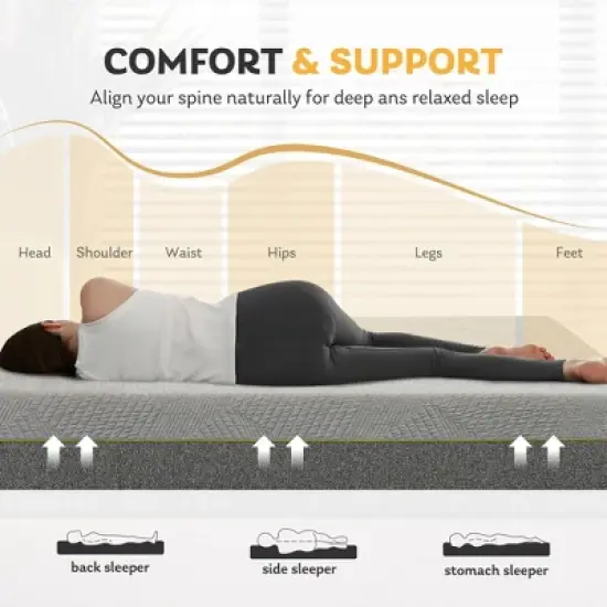 Ego 12" Medium Green Tea Adaptive Memory Foam Mattress image {4}