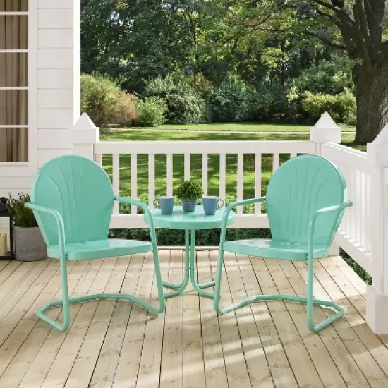 Griffith 3pc Outdoor Conversation Set - Aqua - Crosley image {4}