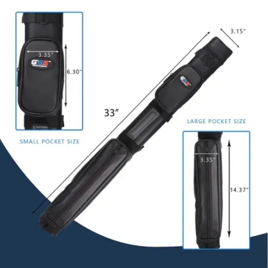 GSE 2x2 Square Cue Case, Pool Cue Stick Carrying Case, Billiard Cue Case Holds 2 Butts and 2 Shafts image {2}