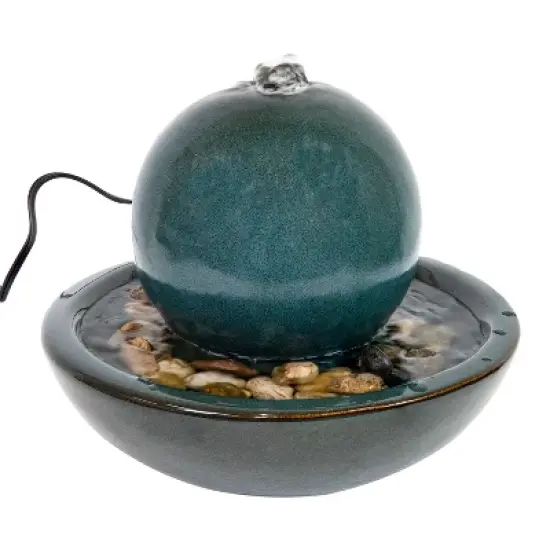 Sunnydaze Indoor Home Decorative Smooth Glazed Ceramic Orb Tabletop Water Fountain Feature - 7" image {4}
